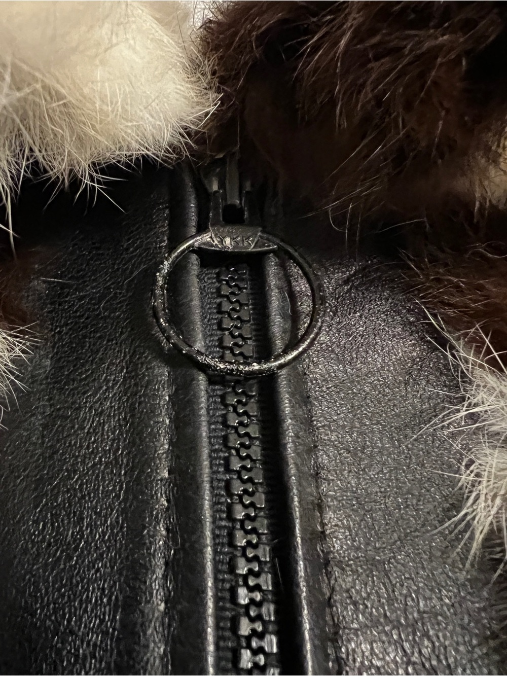 Jonathan Legault Black Leather Jacket with Black & Cream Faux Fur Patchwork - Picture 3 of 6